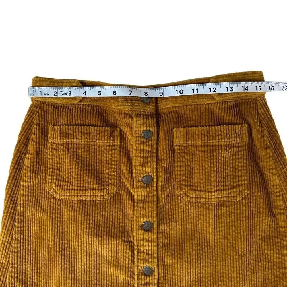 Madewell Corduroy Patch Pocket A-line Mini Skirt‎ w Button Front Womens 8